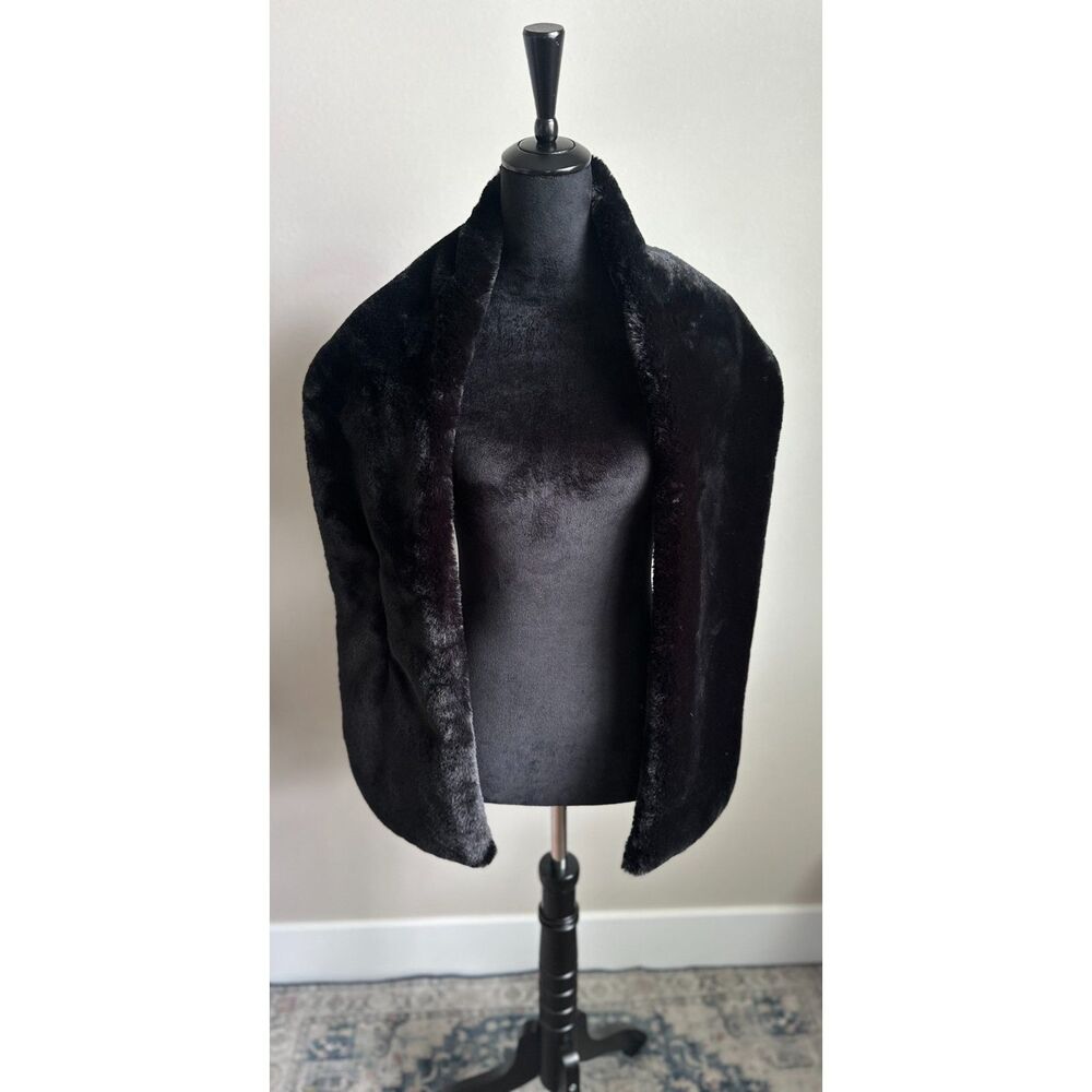 Women's Black Reversible Soft Faux Fur Mink Wrap Stole Scarf